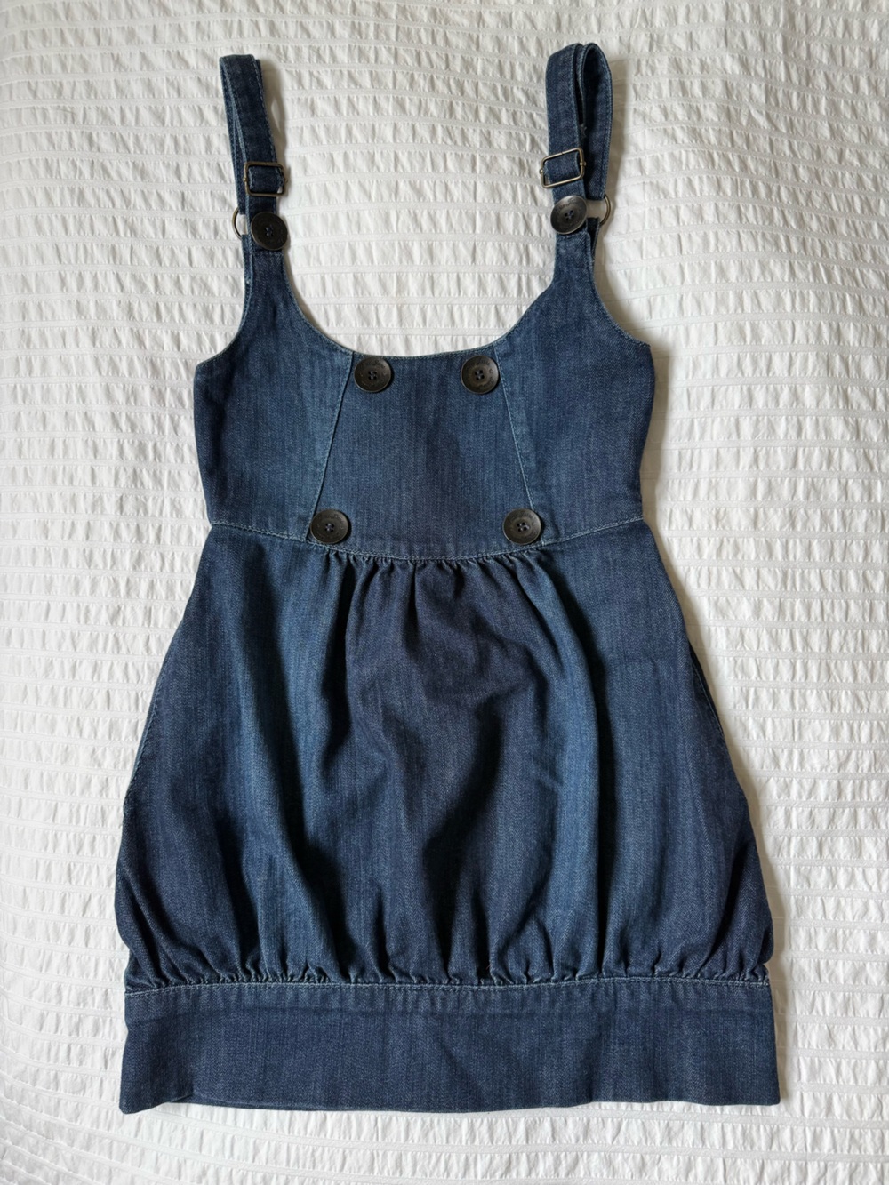Guess Jeans Dark Blue Denim Suspender Dress/Tank Top Bubble Hem